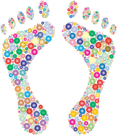 Footprints Silhouette Circles Prismatic 2