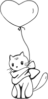 Cat and balloon (line drawing)