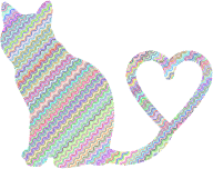 Cat 2 Silhouette Heart Tail Waves