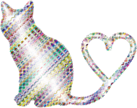 Cat 2 Silhouette Heart Tail Waves 2