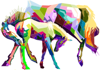 Prismatic Geometric Mother And Child Horses