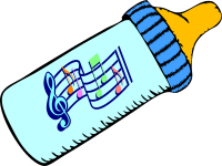 Baby bottle and music