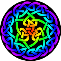 Celtic knot 3 (rainbow colours, black background)