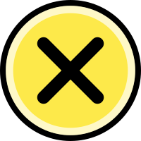 Button - cancel/no, round (yellow & black)