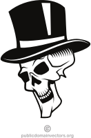 Human skull with a hat
