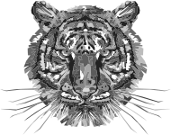 Geometric Tiger Head Grayscale