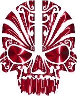 Tribal Skull Silhouette 2 Crimson No BG