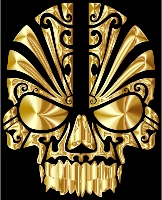 Tribal Skull Silhouette 2 Gold