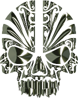 Tribal Skull Silhouette 2 Obsidian No BG