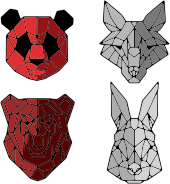 Geometric Panda Wolf Bear Rabbit