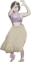 Old Style Hula Dancer - Colour