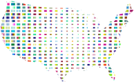 United States Map Grid Design Prismatic 3