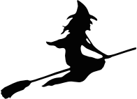 Witch Riding Broom Silhouette Smoothed