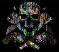 Flowers And Firearms Skull Line Art Psychedelic