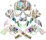 Flowers And Firearms Skull Line Art Psychedelic No BG