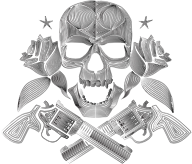Flowers And Firearms Skull Line Art Duochrome No BG
