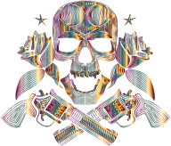 Flowers And Firearms Skull Line Art Chromatic No BG
