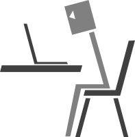Man sitting in front of computer laptop