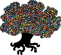 Green Tree Leaves Silhouette Prismatic