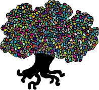 Green Tree Leaves Silhouette Polyprismatic