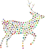 Deer Silhouette Snowflakes Polyprismatic No BG