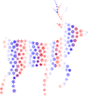 Deer Silhouette Snowflakes RWB
