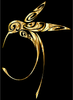 Ornamental Hummingbird Line Art Gold