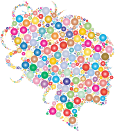 Female Head Profile Silhouette Circles Prismatic
