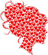Female Head Profile Silhouette Hearts