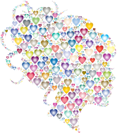 Female Head Profile Silhouette Hearts Prismatic