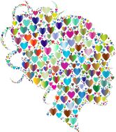 Female Head Profile Silhouette Hearts Polyprismatic