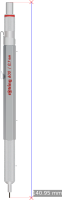 Rotring 600 0,7 mm mechanical pencil silver with dimensions