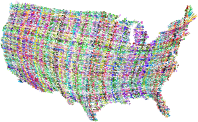 America Prismatic Abstract Map