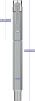 Levenger L-Tech 3.0 chrome fountain pen with dimensions