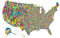 United States With County Borders Polyprismatic
