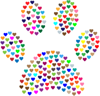 Paw Print Hearts Prismatic