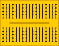 yellow breadboard with internal connections