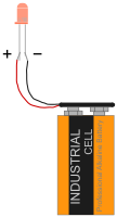 red led with 9 V battery and polarity