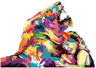 Geometric Lion And Lamb Pop Art By RizkyDwi123