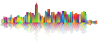 New York Cityscape Silhouette Polyprismatic With Reflection