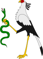 Secretary bird holding a snake