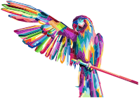Geometric Perched Parrot Pop Art By RizkyDwi123