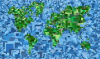 World Map Detailed Stylized Rectangles