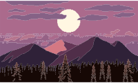 Parallax Mountain At Dusk Pixel Art
