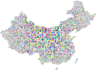 China Map Typography Prismatic