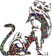 Stylistic Lion Silhouette Circles Chromatic