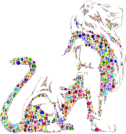 Stylistic Lion Silhouette Circles Chromatic No BG