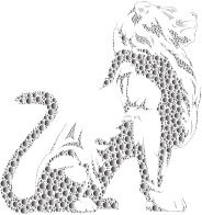 Stylistic Lion Silhouette Circles Duochrome