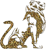 Stylistic Lion Silhouette Circles Gold