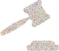 Gavel And Sound Block Icon Circles Prismatic